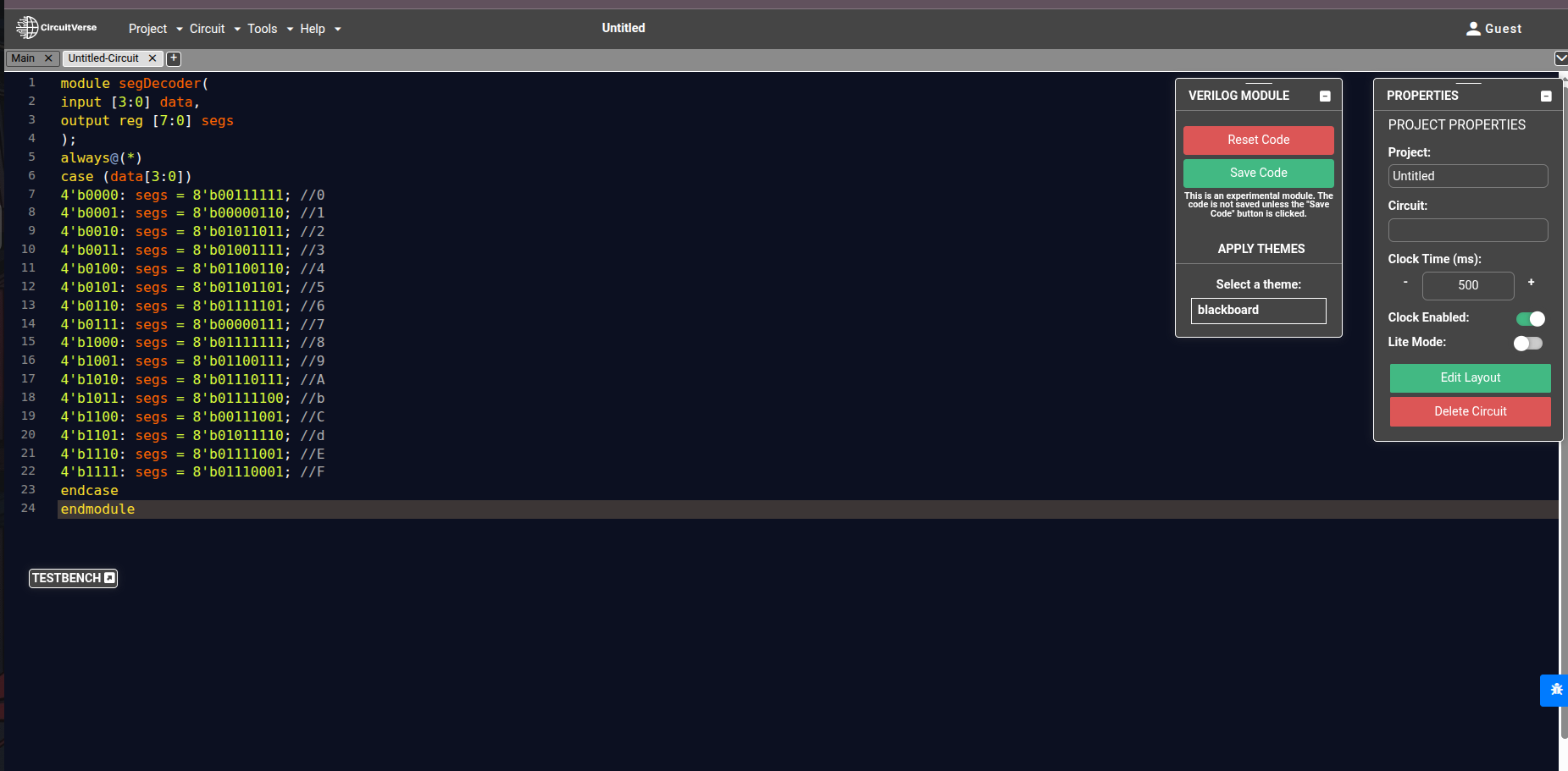 Verilog to circuit feature